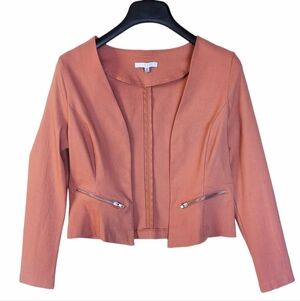 Crop Jacket Womens S. M. L. Rust Stretch Fitted Long Sleeve New zipper Detail